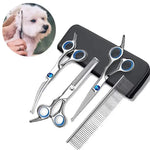 4-piece dog grooming scissors set with rounded safety tips for trimming