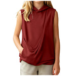 Girls' Sleeveless Hoodie with Pet Pouch – Kids Casual Top Ages 3-14