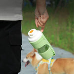 Portable Dog Water Bottle 500ml with Food Storage for Travel