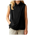 Girls' Sleeveless Hoodie with Pet Pouch – Kids Casual Top Ages 3-14