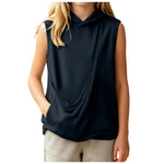 Girls' Sleeveless Hoodie with Pet Pouch – Kids Casual Top Ages 3-14