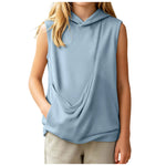 Girls' Sleeveless Hoodie with Pet Pouch – Kids Casual Top Ages 3-14