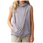 Girls' Sleeveless Hoodie with Pet Pouch – Kids Casual Top Ages 3-14